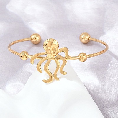 Ocean Theme 304 Stainless Steel Cuff Bangles SA-Z002-02G-01-1