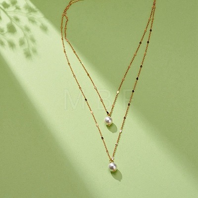 Brass Link Chain Double Layer Necklaces NJEW-JN03993-1