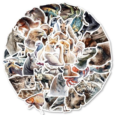 50Pcs Animal PVC Self-Adhesive Cartoon Stickers STIC-B001-04-1