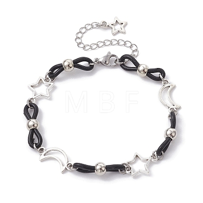 Alloy & Silicone Link Chain Bracelets BJEW-JB09984-02-1