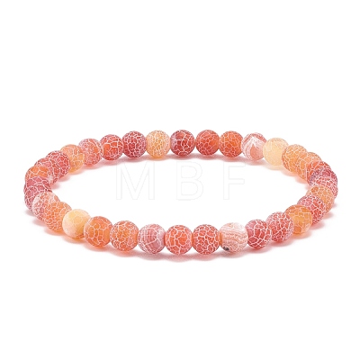 Natural Weathered Agate(Dyed) Round Beaded Stretch Bracelet BJEW-JB08363-07-1