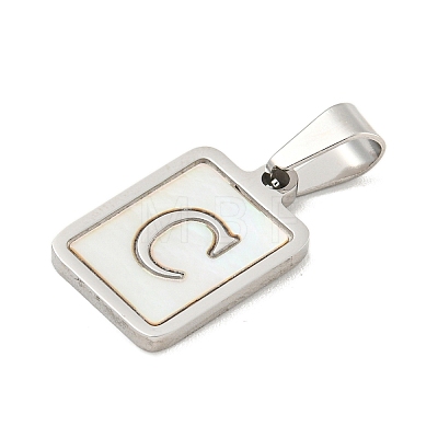 Vacuum Plating 304 Stainless Steel Pave Natural White Shell Pendants STAS-S130-03P-C-1