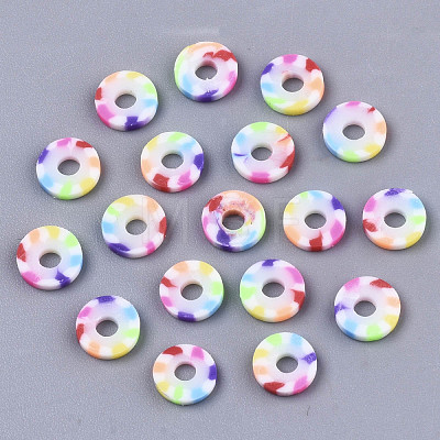 Rainbow Color Handmade Polymer Clay Beads Strands CLAY-R091-6mm-02-1