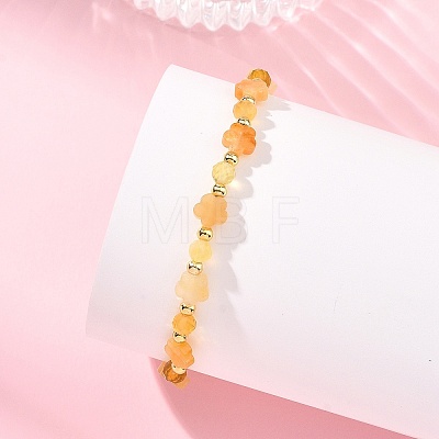 Natural Pink Opal/Natural Green Opal/Natural Green Strawberry Quartz/Natural Yellow Opal/Natural Rose Quartz/Natural Yellow Aventurine & Brass Beads Stretch Bracelets for Women BJEW-JB13866-1