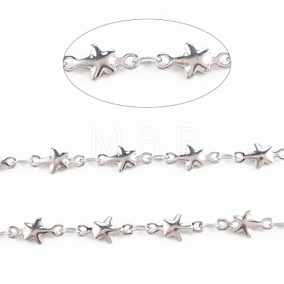 201 Stainless Steel Star & Oval Link Chains STAS-N092-107-1