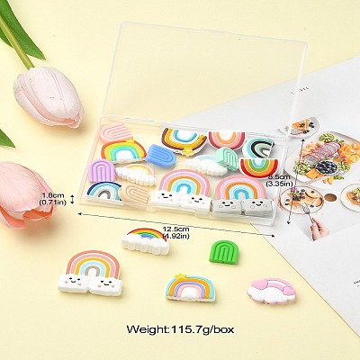 20Pcs 20 Styles Rainbow Food Grade Eco-Friendly Silicone Focal Beads SIL-CJ0001-78-1