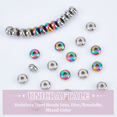Unicraftale 40Pcs 2 Styles 201 & 304 Stainless Steel Beads Sets STAS-UN0051-97-1