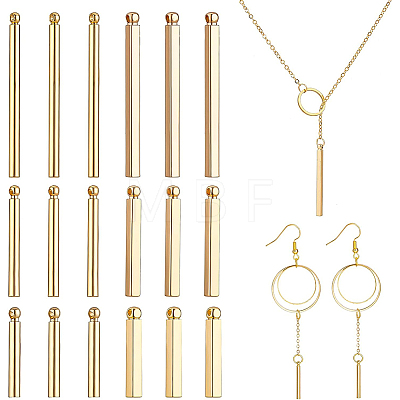 36Pcs 6 Style Brass Bar Pendants KK-BC0008-07-1