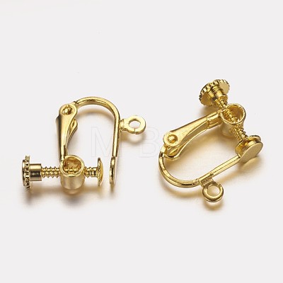 Brass Clip-on Earring Findings X-KK-E492-G-1