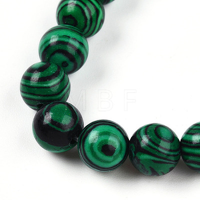 Synthetic Malachite Beads Stretch Bracelets BJEW-T022-04K-1