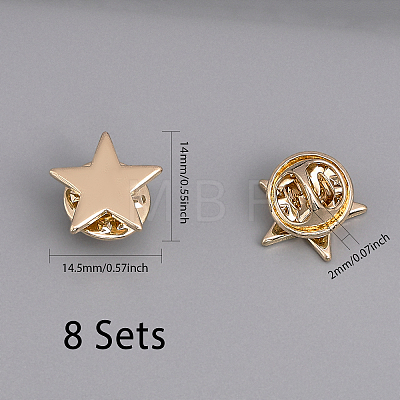 8 Sets Brass Star Lapel Pin Brooch JEWB-CA0001-41-1