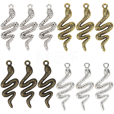 40Pcs 4 Colors Snake Alloy Pendants TIBEP-SC0001-82-1