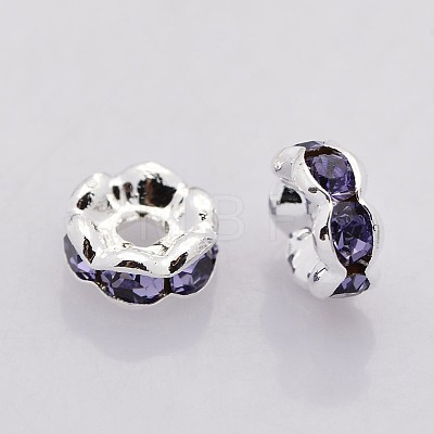 Brass Rhinestone Spacer Beads RB-A014-L6mm-18S-NF-1