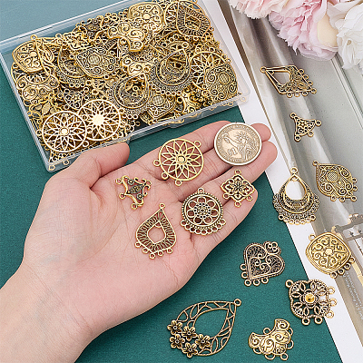 84Pcs 14 Styles Tibetan Style Zinc Alloy Hollow Chandelier Component Links FIND-PH0062-10-1