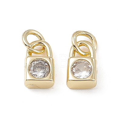 Brass Micro Pave Clear Cubic Zirconia Charms KK-E068-VB226-1
