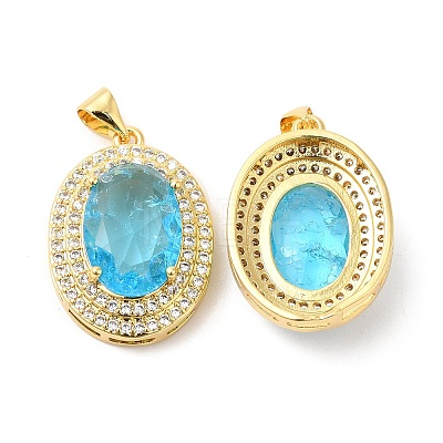 Real 16K Gold Plated Brass Micro Pave Cubic Zirconia Pendants ZIRC-L103-061G-03-1