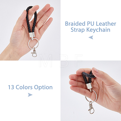 DICOSMETIC 26Pcs 13 Colors Braided PU Leather Ornament Lanyard Strap Keychain KEYC-DC0001-18-1