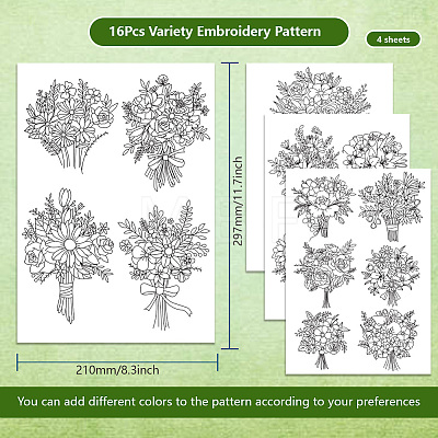 4 Sheets 11.6x8.2 Inch Stick and Stitch Embroidery Patterns DIY-WH0455-150-1