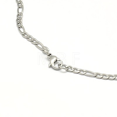 304 Stainless Steel Figaro Chain Necklace Making STAS-A028-N022MP-1