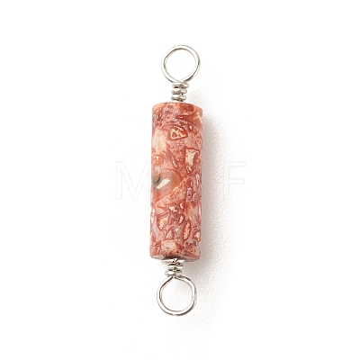 Natural Leopard Skin Jasper Connector Charms PALLOY-JF01574-04-1