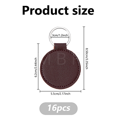 16Pcs PU Imitation Leather Keychains KEYC-DC0001-46-1