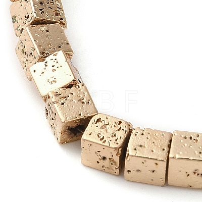 Electroplated Natural Lava Rock Beads Strands X-G-L606-E02-01D-1