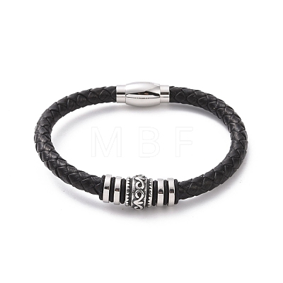 304 Stainless Steel Column Beaded Bracelet with Magnetic Clasps BJEW-P275-21-1