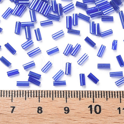 Transparent Colours Luster Glass Bugle Beads SEED-N005-001-A02-1