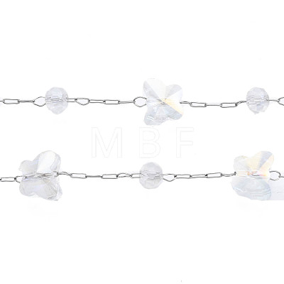 Glass Butterfly & Round Beaded Chains CHS-N003-03-1