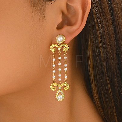Layered Tassel Brass Pave Cubic Zirconia Stud Earrings for Women MV3565-1