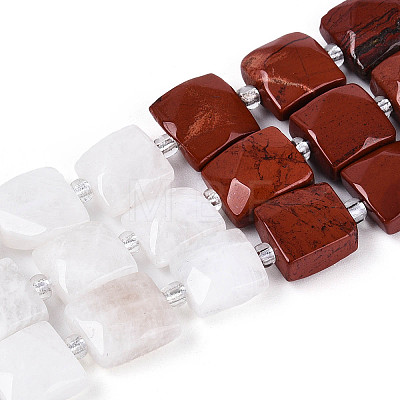 Natural Canada Jade & Red Jasper & Rainbow Moonstone Beads Strands G-T144-18B-01-1
