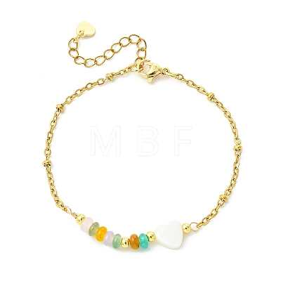 Dyed Natural White Jade & Freshwater Shell Beads Link Bracelets BJEW-JB13683-1