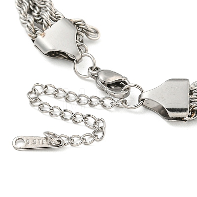 304 Stainless Steel 3-Strand Rope Chain Bracelets for Women BJEW-G707-02P-1