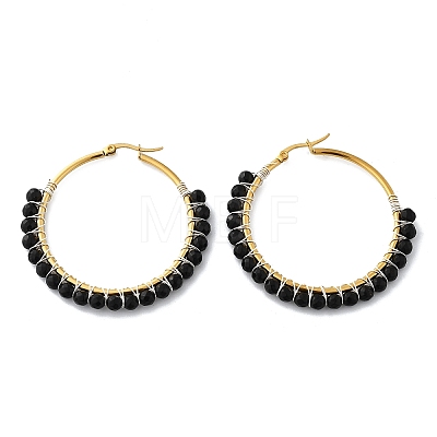 Beaded Hoop Earrings EJEW-JE03830-04-1