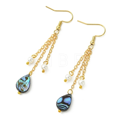 Shell Pearl & Abalone Shell/Paua Shell Dangle Earrings for Women EJEW-JE07328-01-1