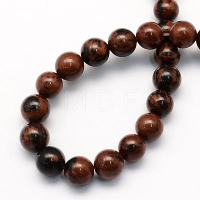 Natural Mahogany Obsidian Round Beads Strands G-S163-4mm-1