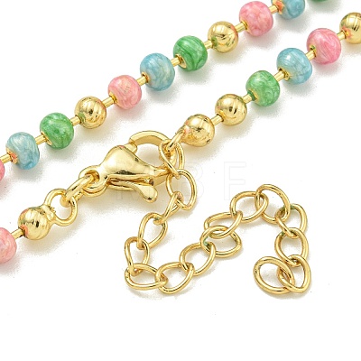 Brass Enamel Link Chain Necklaces NJEW-H039-01G-04-1