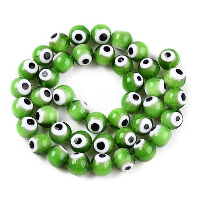 Handmade Evil Eye Lampwork Beads Strands LAMP-N024-32A-1