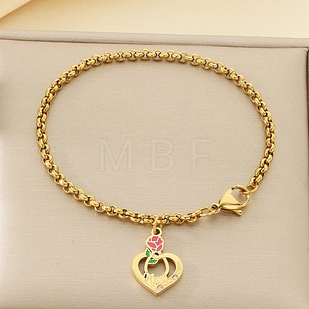 Mother's Day 304 Stainless Steel Enamel Charm Bracelets WG05AE3-07-1