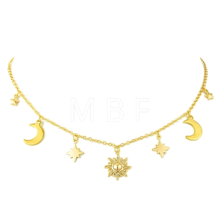 Moon & Star & Sun Brass Pendant Necklaces NJEW-TA00164-1