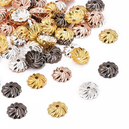 Brass Flower Bead Caps X-KK-O043-02-1