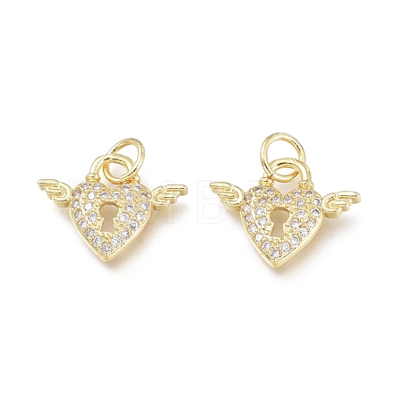 Brass Micro Pave Clear Cubic Zirconia Charms ZIRC-L076-051G-1