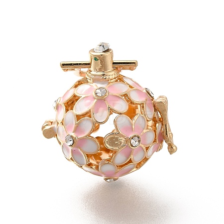 Alloy Crystal Rhinestone Bead Cage Pendants ENAM-M047-02G-B-1