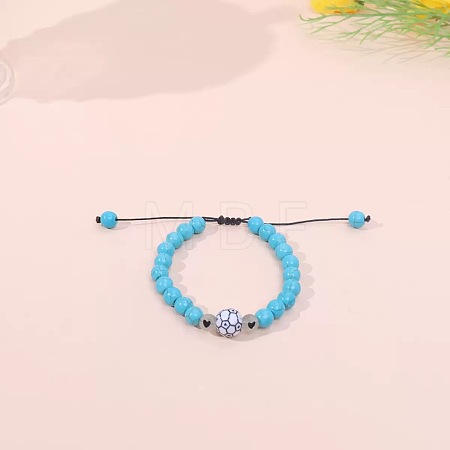 Sports Synthetic Turquoise & Plastic Beads Braided Bead Bracelets NE3521-3-1