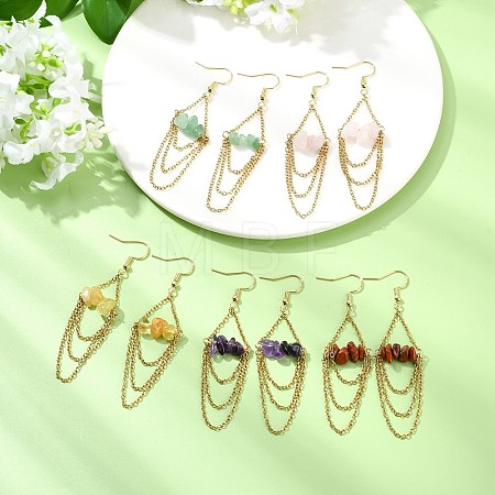 Natural Gemstone Dangle Earrings EJEW-JE07287-1