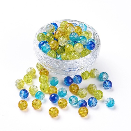 5 Colors Spray Painted & Baking Paint Crackle Glass Beads CCG-X0010-04-8mm-1