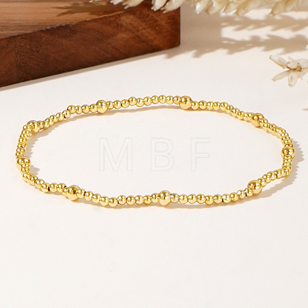Brass Round Beads Stretch Bracelets YO0732-4-1