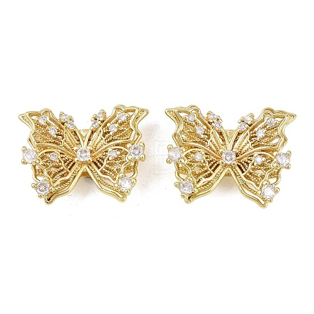 Brass Micro Pave Clear Cubic Zirconia Beads KK-D109-05A-G-1