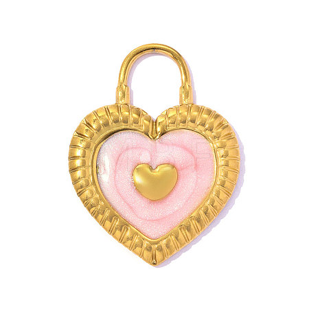 Valentine's Day 304 Stainless Steel Enamel Pendants STAS-OY016-68G-1