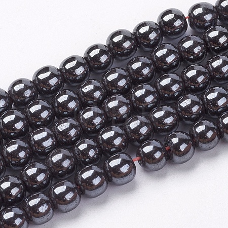 Non-Magnetic Synthetic Hematite Beads Strands G-H1624-6mm-1-1